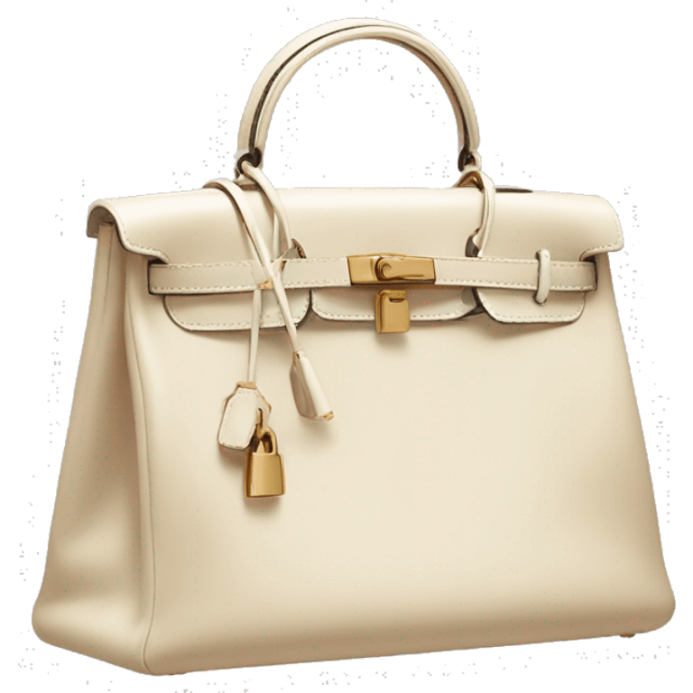 A cream colored Kelly bag (hermes) emoji