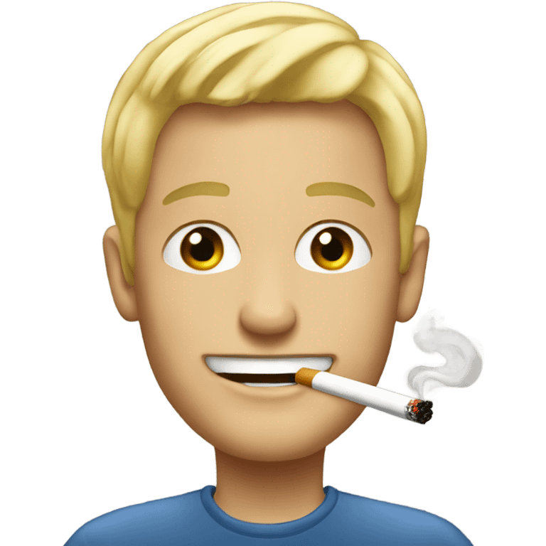 smiling blonde male portrait smoking emoji