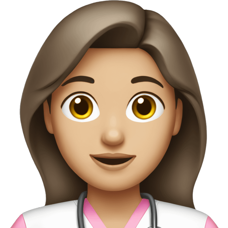 Pretty brunette nurse in pink scrubs emoji