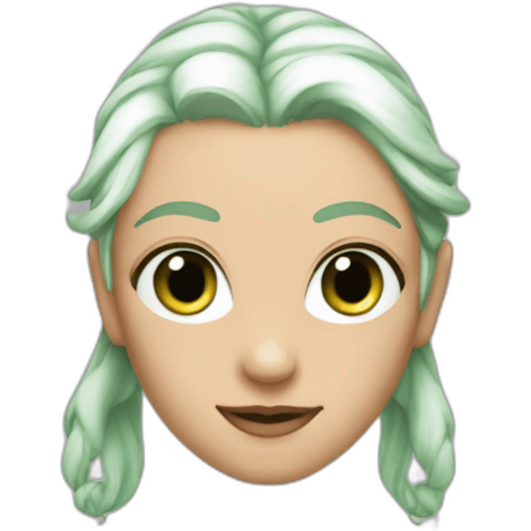 half elf with green eyes white hair in bun emoji