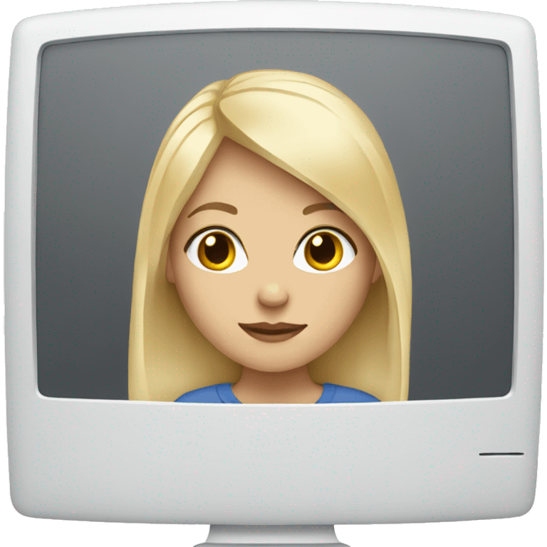 white and blonde Girl with computer emoji