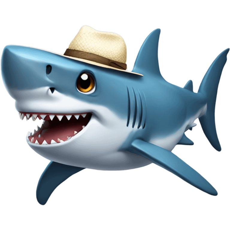 Shark wearing a hat emoji