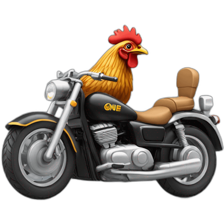 Une poule sur une moto emoji