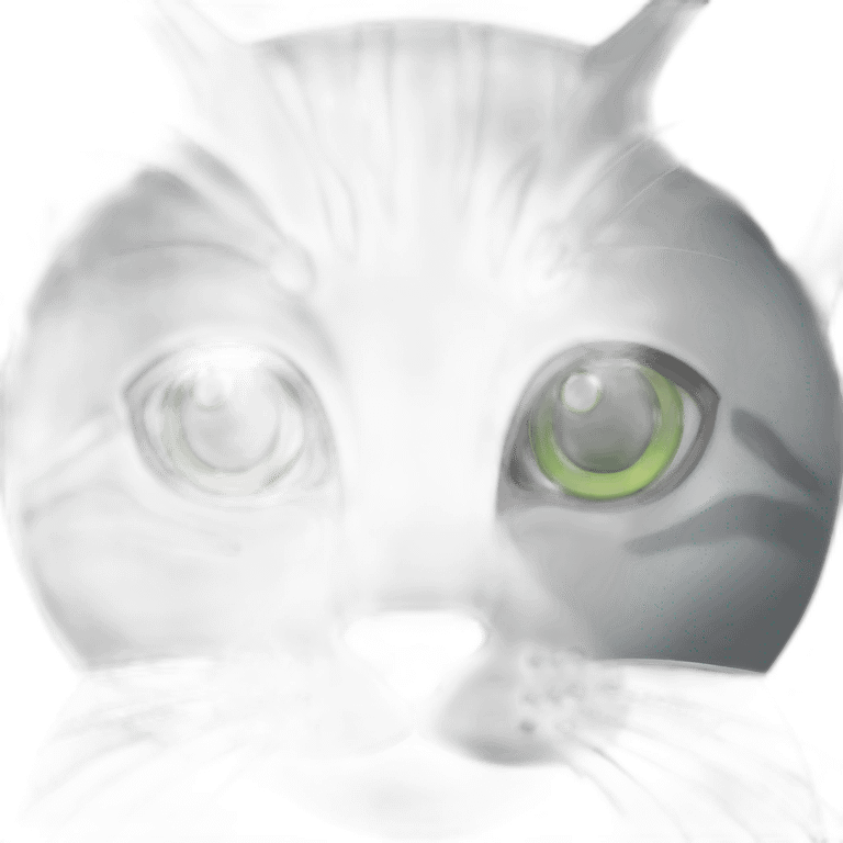 gray cat with green eyes emoji