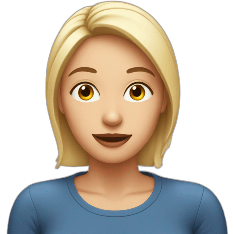 Woman drinking in front of a video call emoji