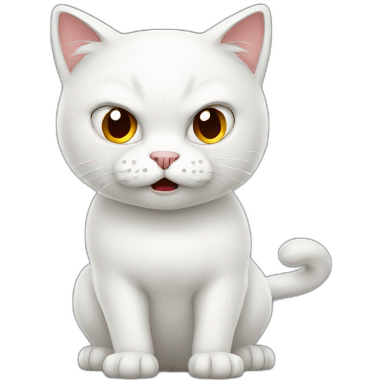 Angry white cat 2d animated emoji