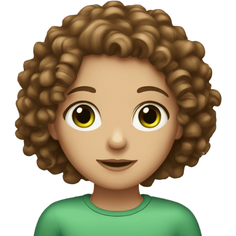 Curly brown haired girl with green eyes emoji