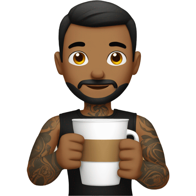 tattooed men drinking a cup of coffee emoji