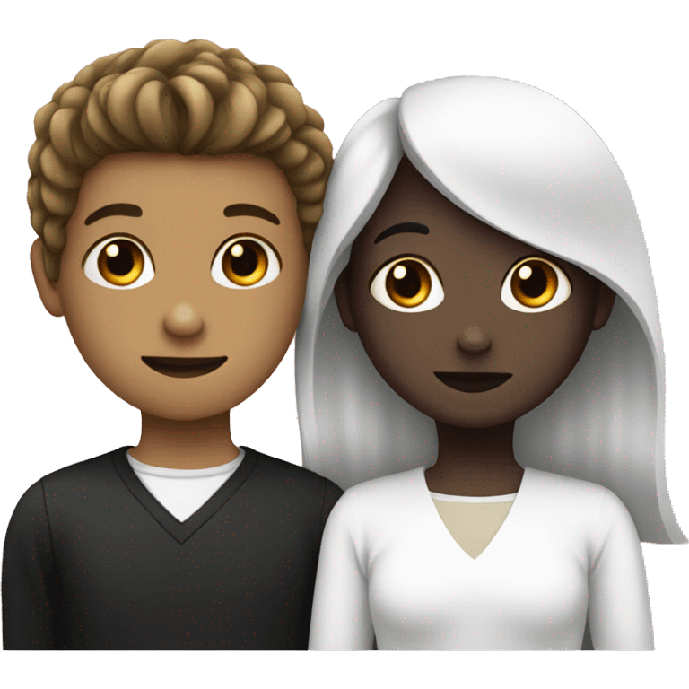 Boy with black heart and girl with white heart emoji