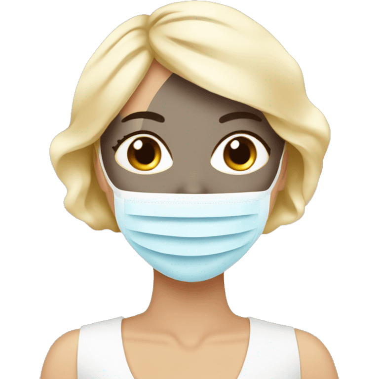 Lady with face mask spa beauty full face relaxing emoji