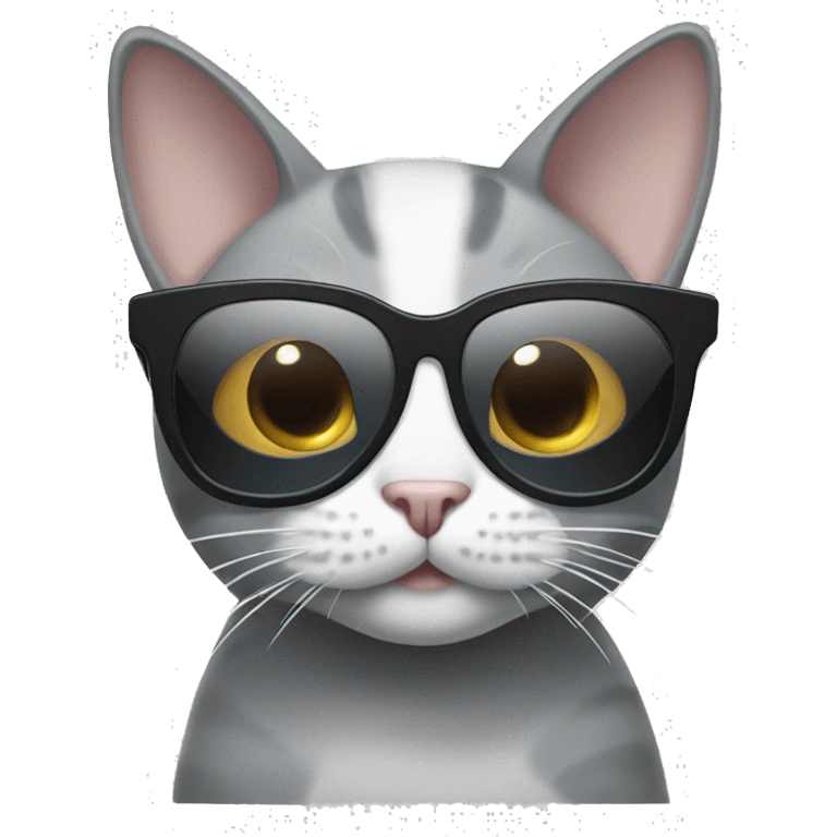 Grey and white cat with sunglasses  emoji