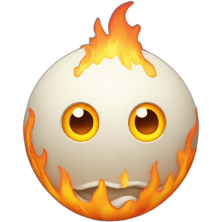 3d sphere with a cartoon Blaze skin texture with big playful eyes emoji