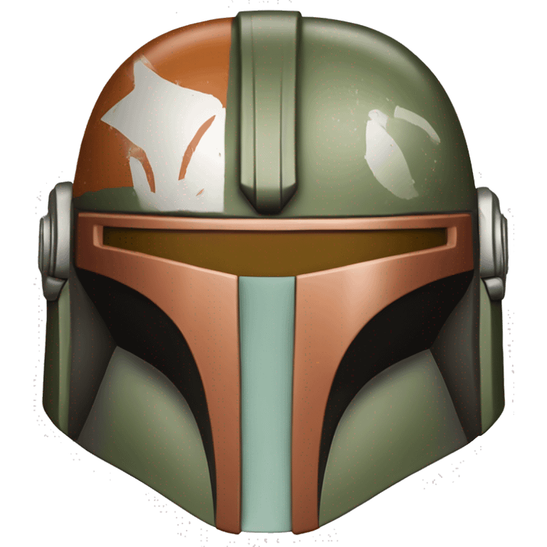 Olive and rust colored Mandalorian helmet emoji