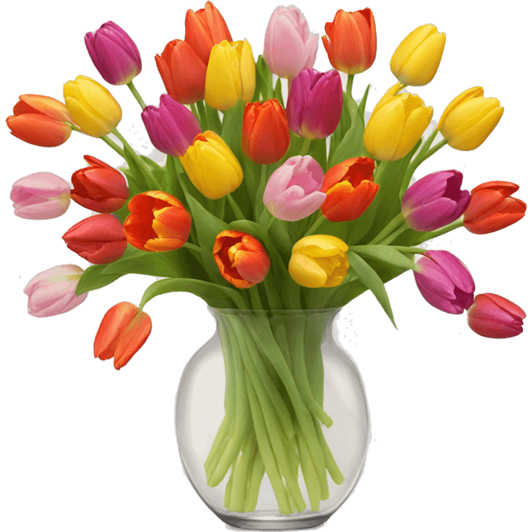 100 colorful tulips in a clear vase emoji