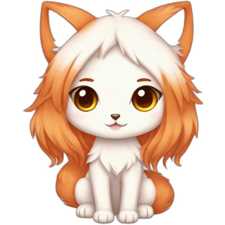 chibi kitsune cute copper hair kawaii emoji