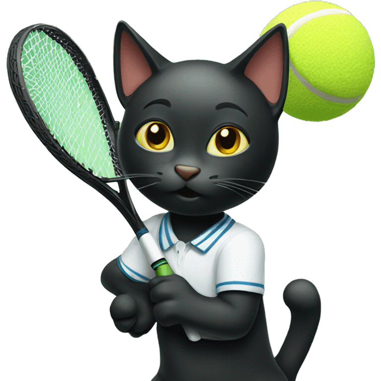 Black cat playing tennis emoji