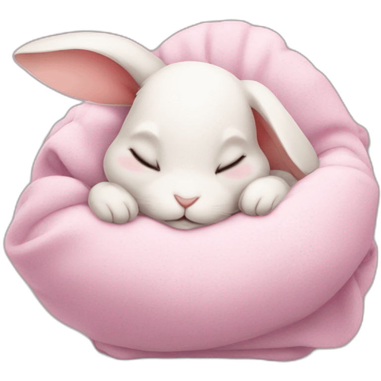 baby rabbit sleeping with heart emoji