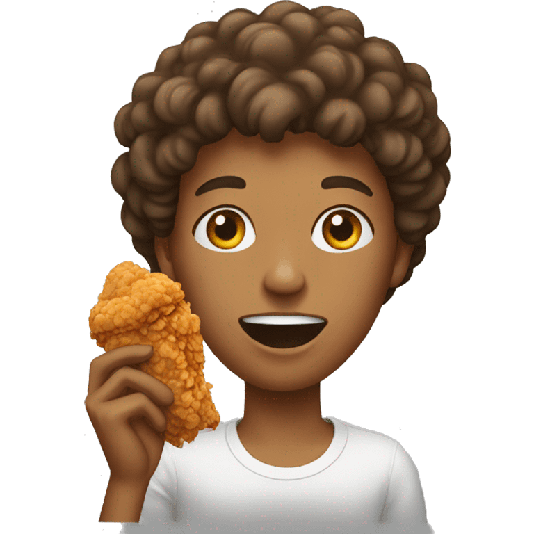 person eating fried chicken emoji