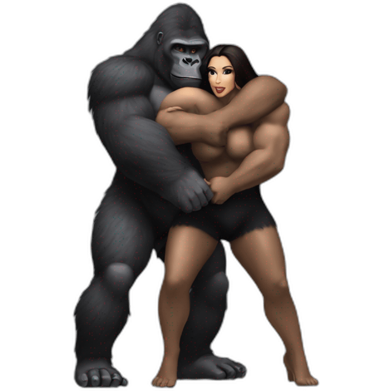 Big Buff Gorilla holding Kim Kardashian from back emoji