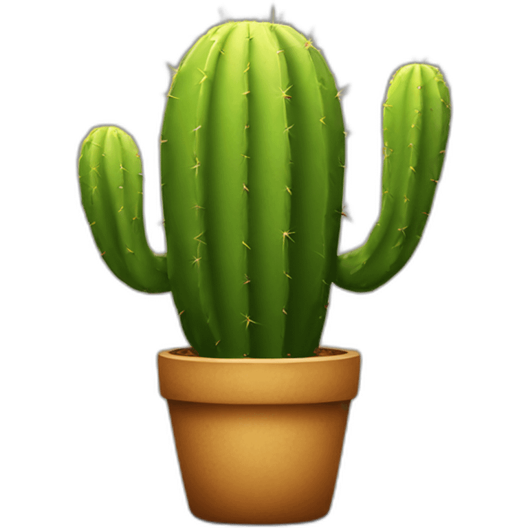 a fat green cactus with handles and legs, sad emoji