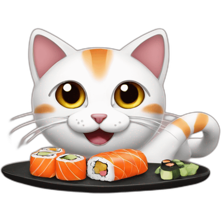 cat eating sushi  emoji