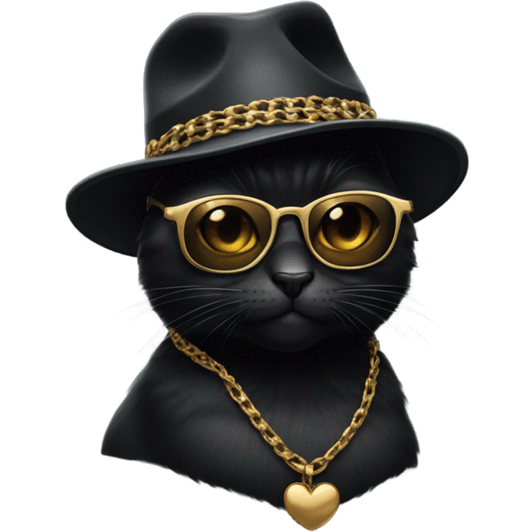 black cat looking gangster emoji