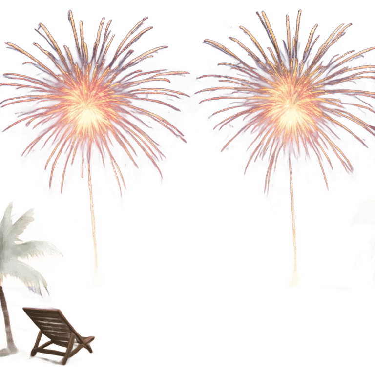 New years on the beach fire works emoji