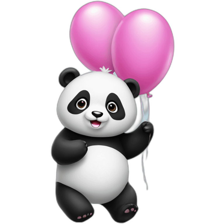 Panda with 10 pink balloon emoji