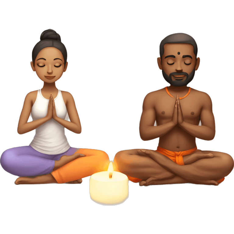 Yoga couple Hindu prayer light skin  emoji