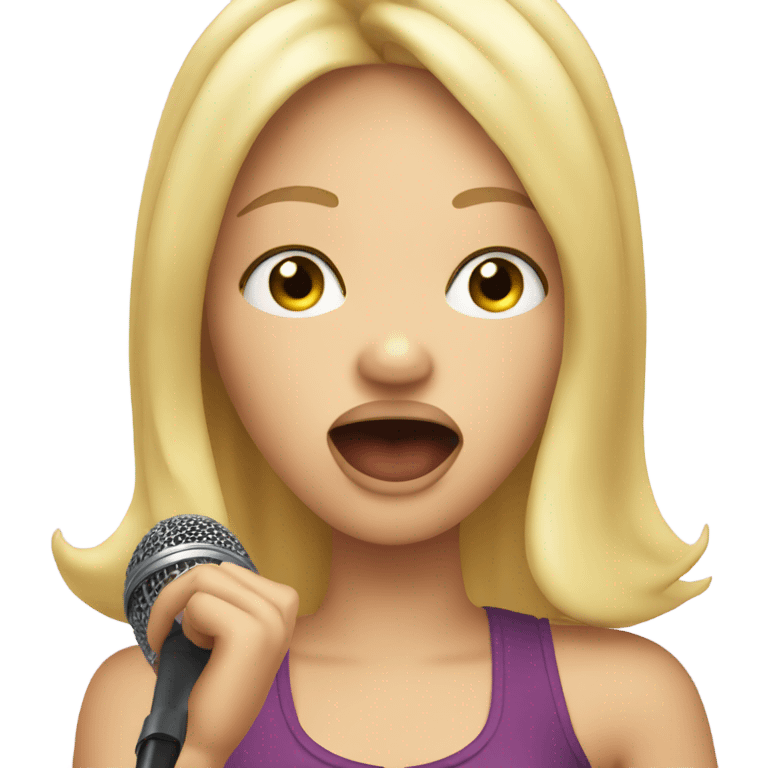 blonde girl singing bad karaoke  emoji