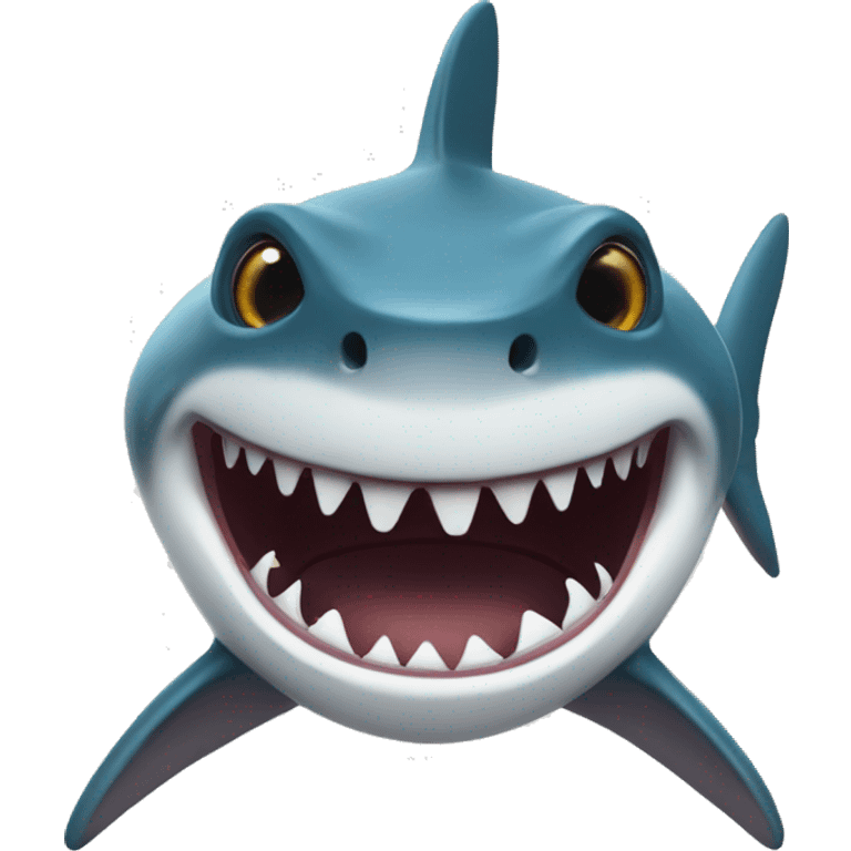 Brownsking shark with glasses smiling very wide  emoji