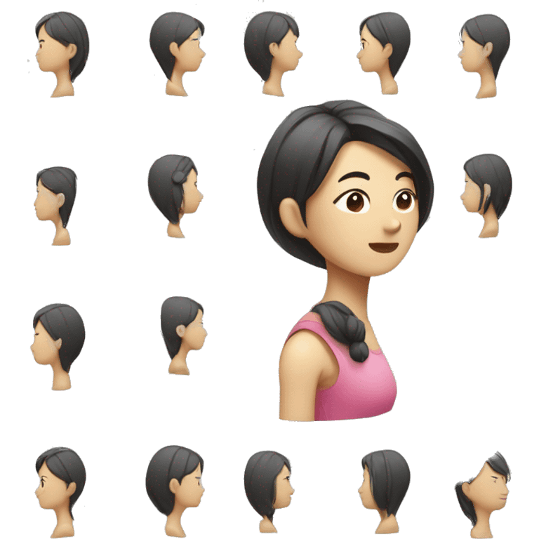 head profile of Korean woman, in fitness wear, fit. also a full body profile emoji