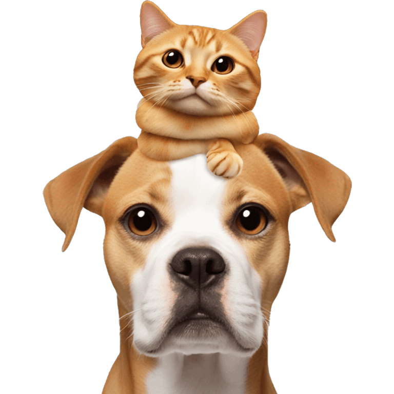 cat on dogs head  emoji