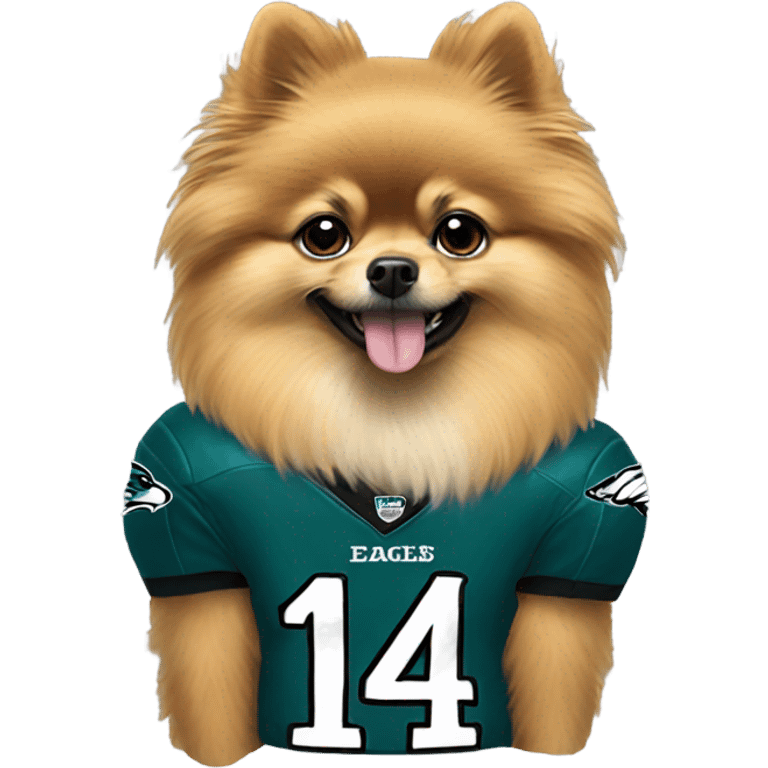 pomeranian wearing eagles jersey emoji