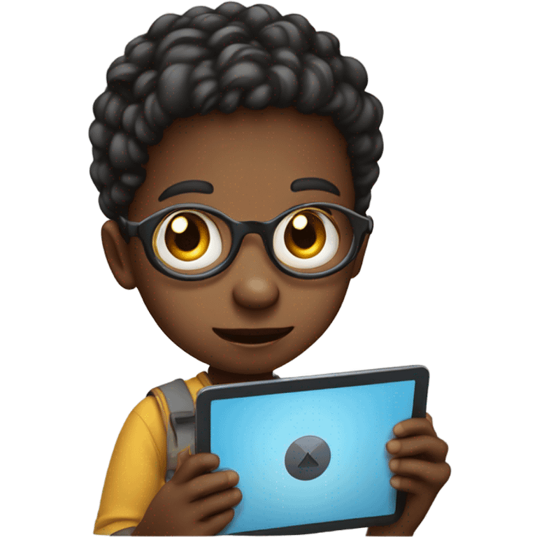 Child playing tablet emoji