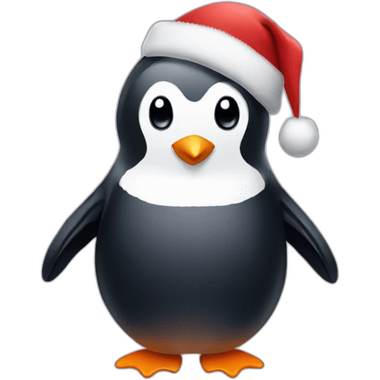 penguin wearing a christmas hat emoji