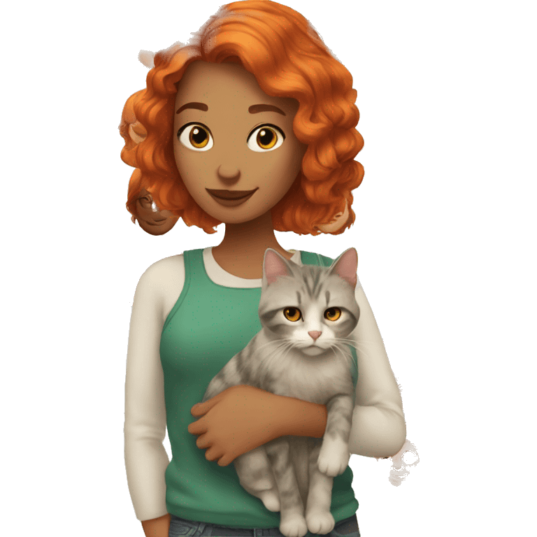 Redhair Girl with cat emoji