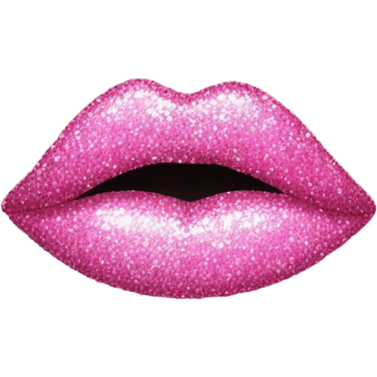 Pink glittery lips with the word please in between the lips emoji