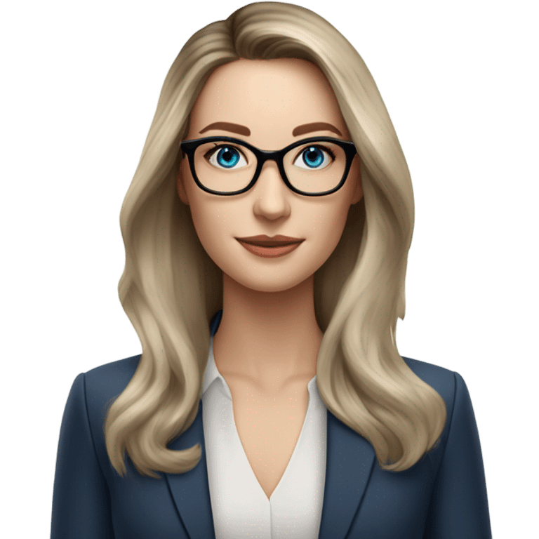 Shoulder length Balayage pale beautiful corporate woman with glasses and blue eyes emoji