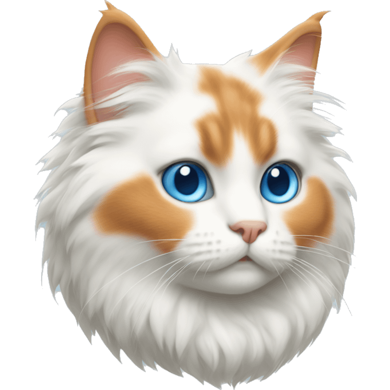 fluffy white and orange cat with blue eyes emoji