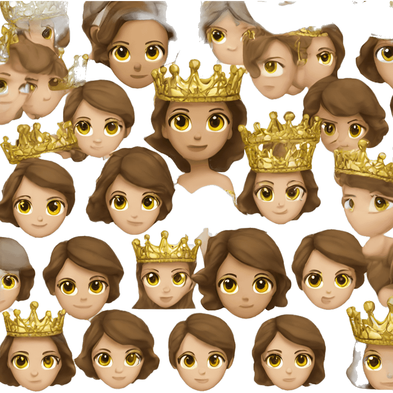 pretty woman green eyes straight brown hair gold crown emoji