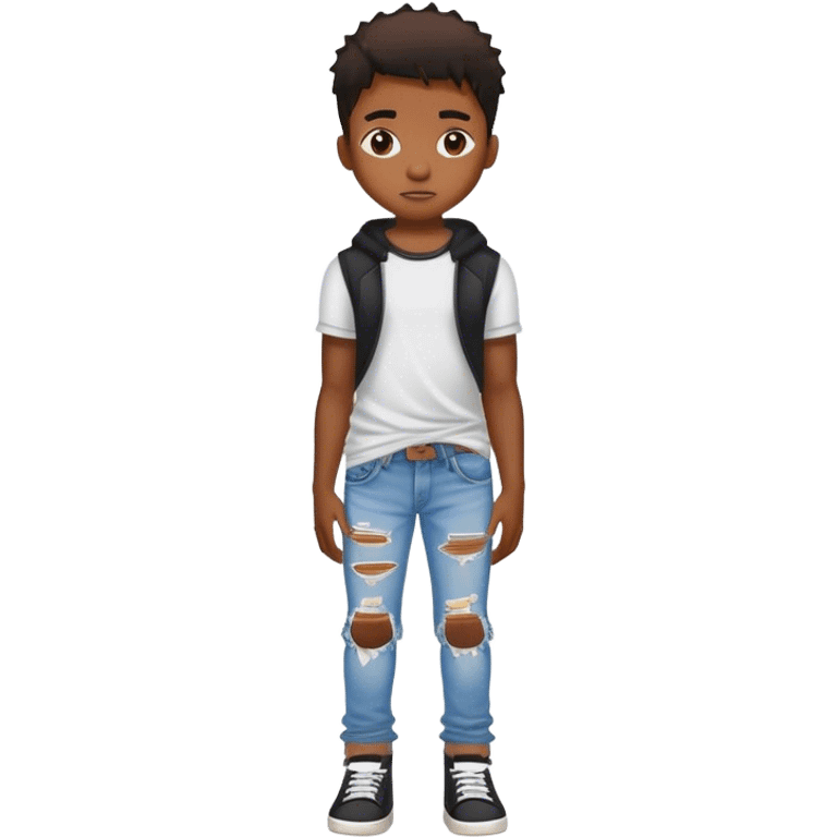 Black kid wearing ripped jeans emoji