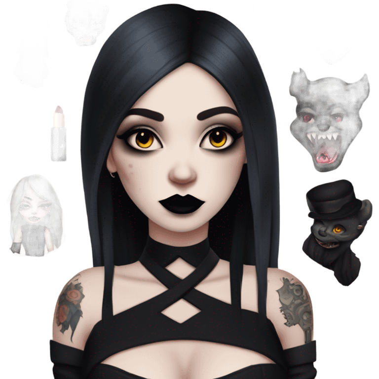 Goth girl with tattoos emoji