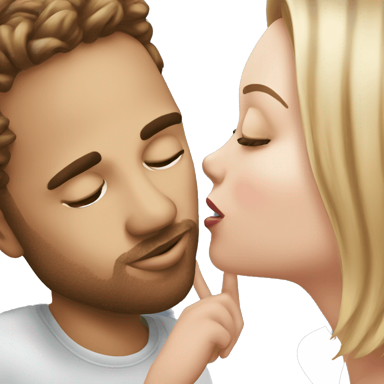 a white beautiful girl kissing her boyfriend  emoji