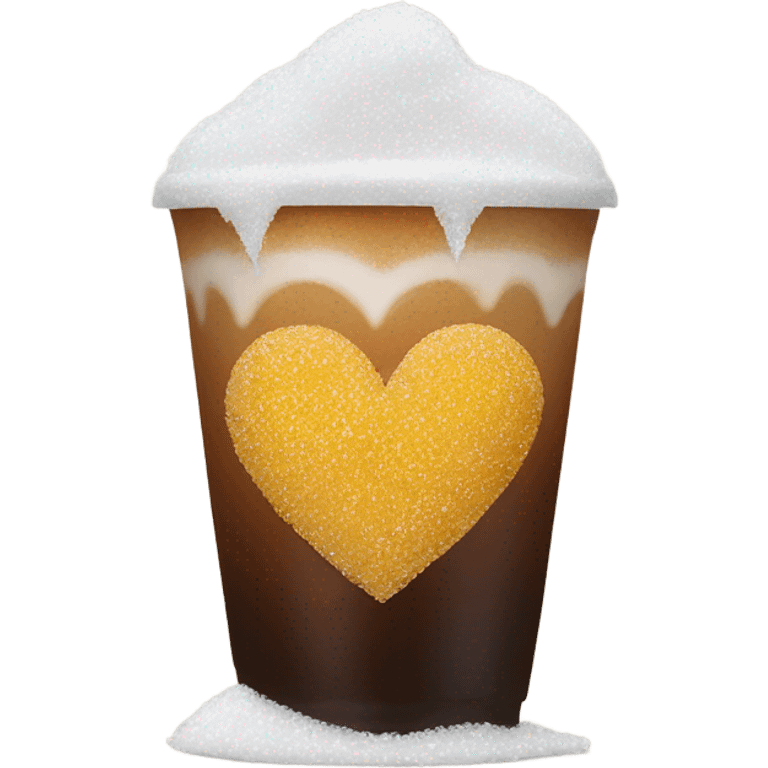 salting a heart over a cup of iced americano emoji