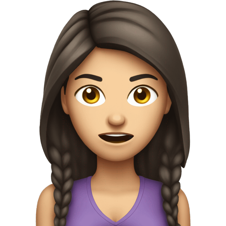 Brunette angry Woman talking on cell phone emoji