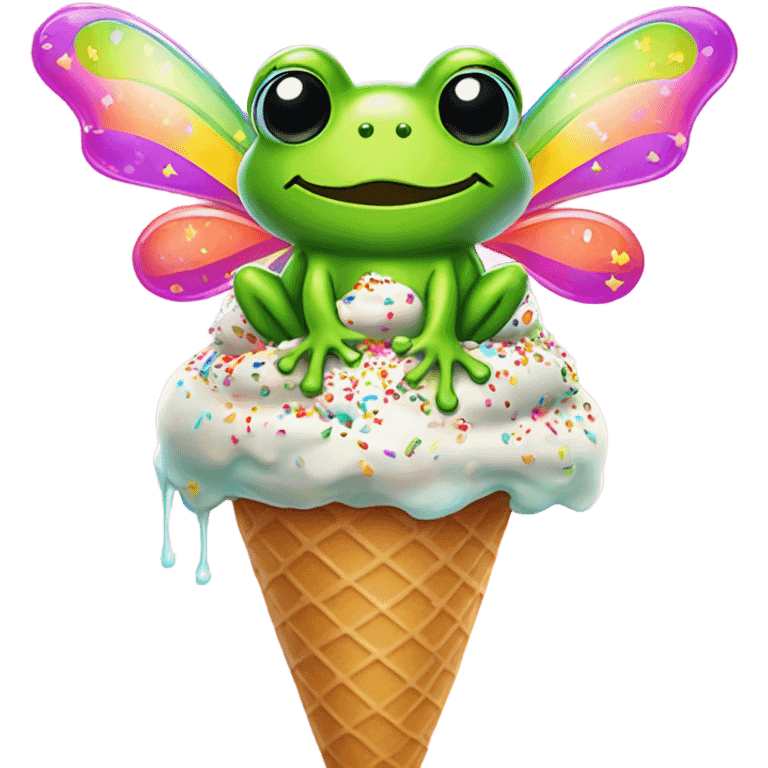 Ice cream with sprinkles fairy frog emoji