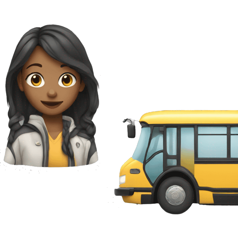 youg girl driving a bus emoji