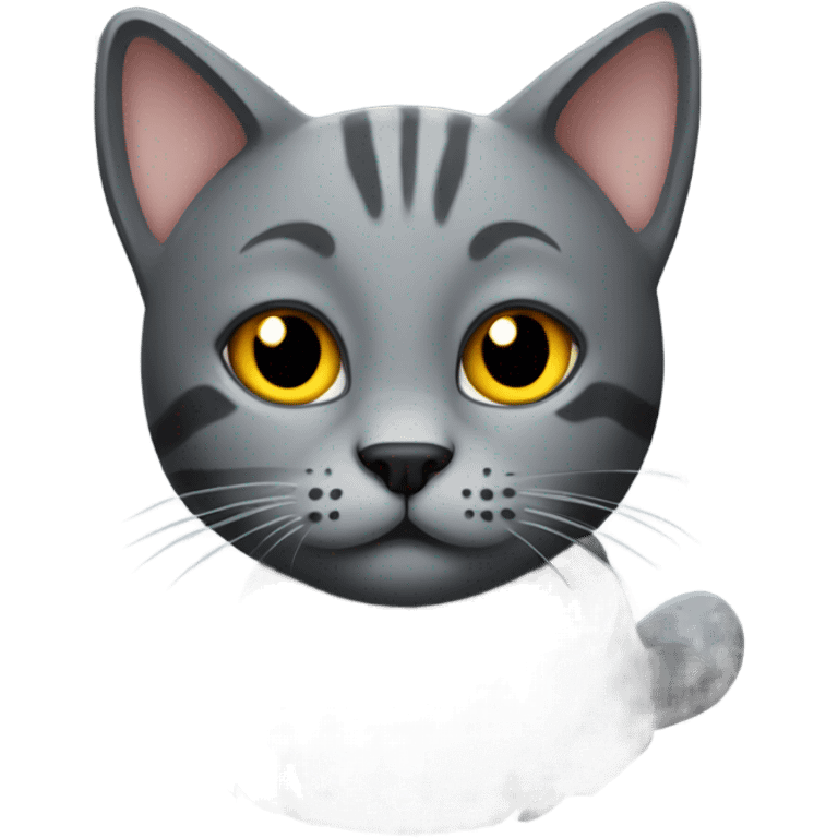 Gray cat with coal  emoji