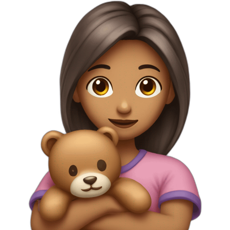 Une fille avec un doudou emoji